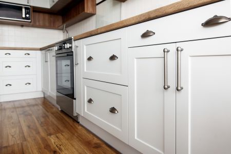 white painted cabinets